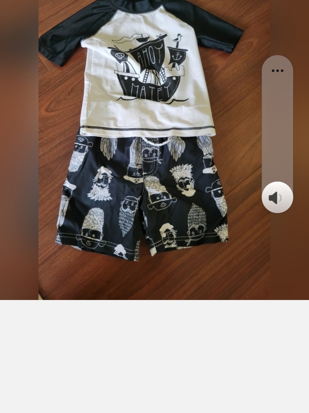 Boys Black & White Pirate Rash Guard Set